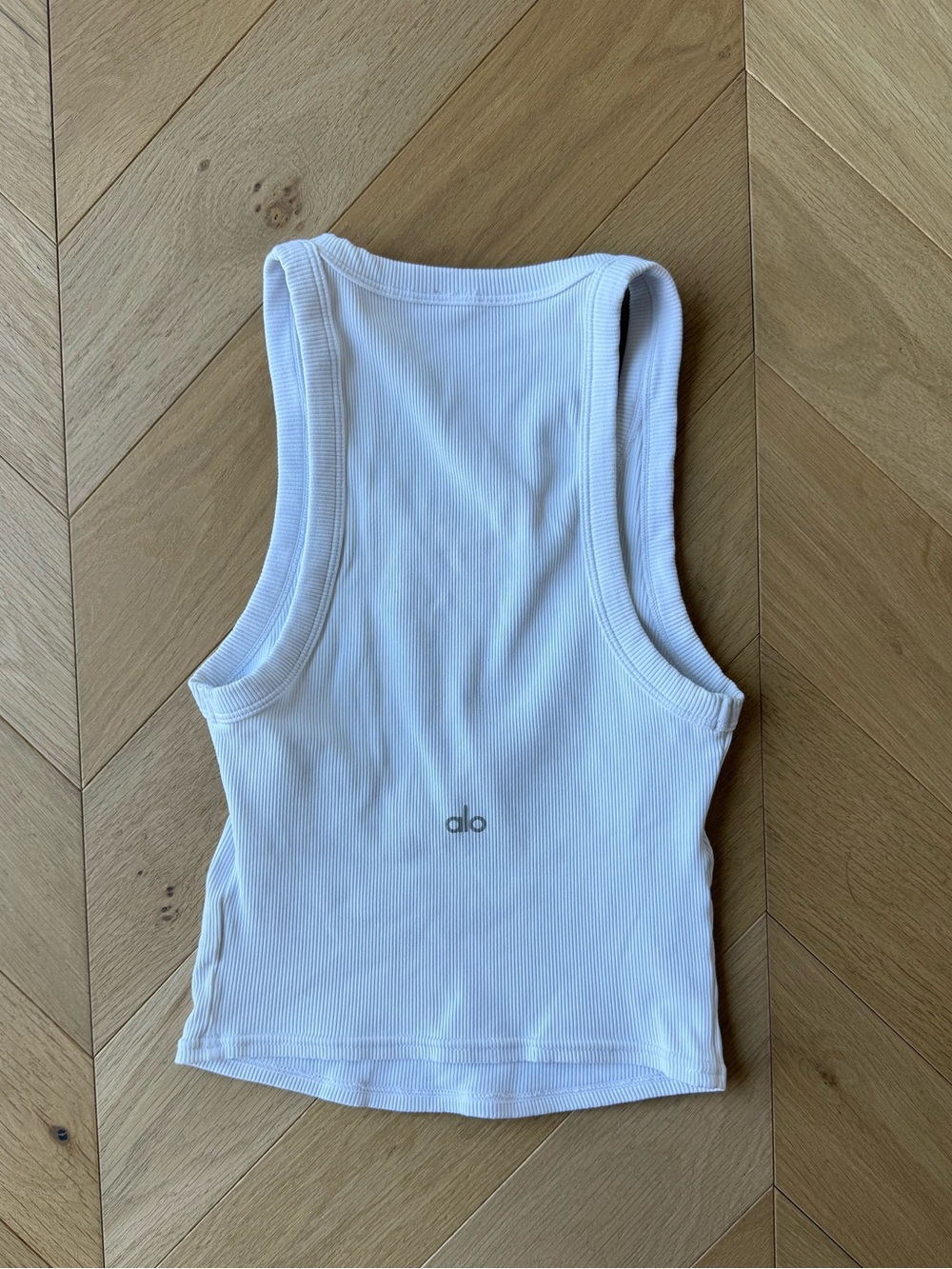 Alo Yoga Ribbed Racerback Cropped Tank Top White - Picture 2 of 2